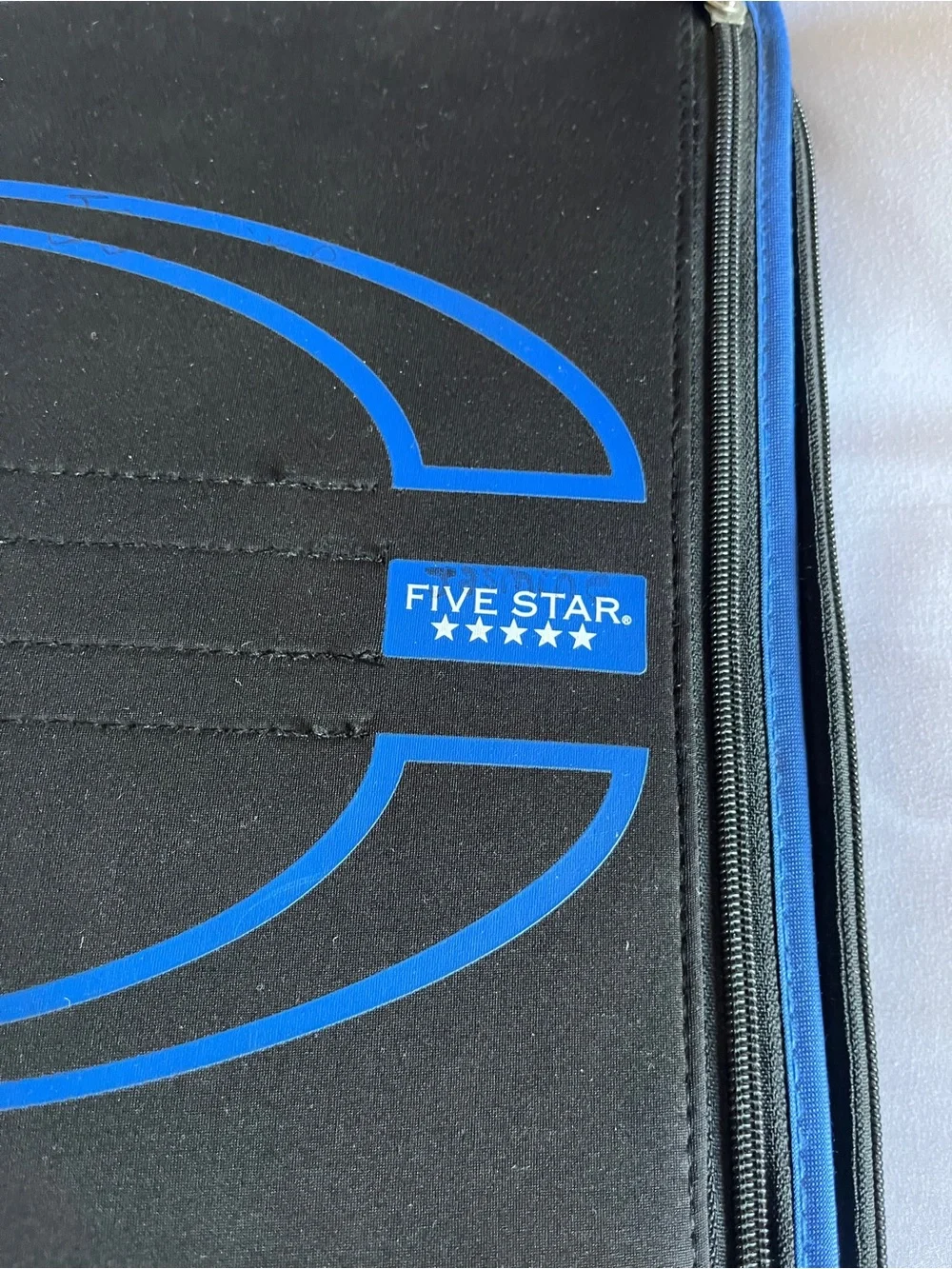 Five Star 2 Inch Zipper Binder Blue Black 3 Ring Zippered Pocket Case Used